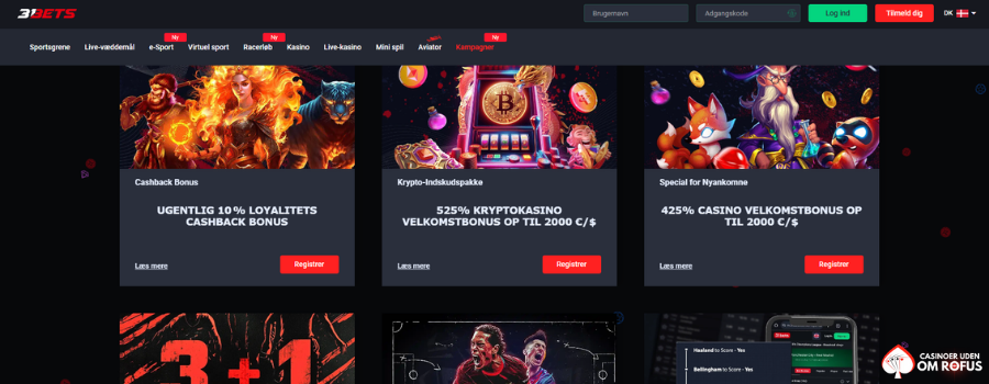 31bets Casino bonus
