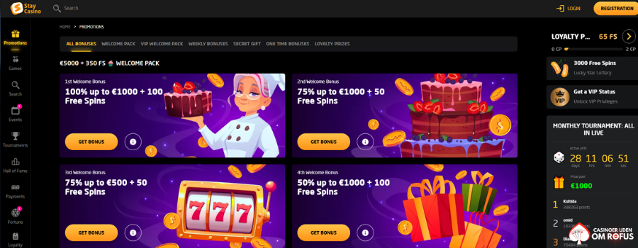 Stay Casino bonus
