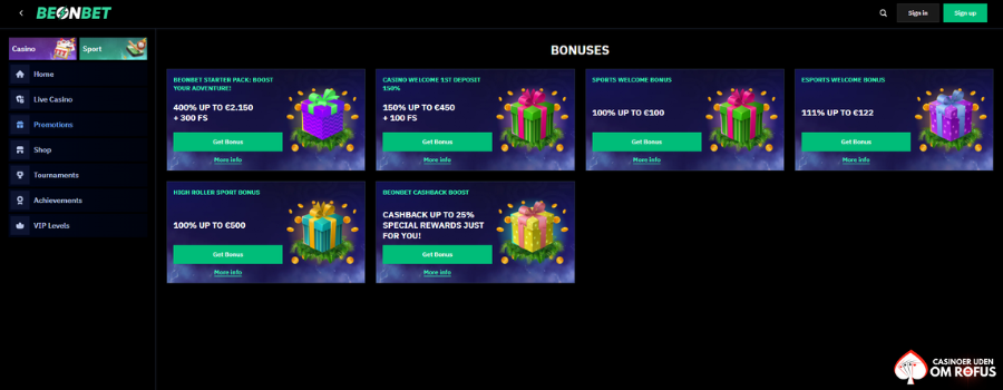 Beonbet casino bonus