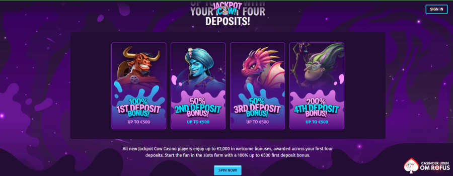 Jackpot Cow Casino bonus