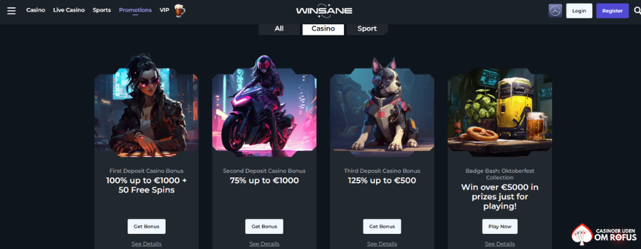 Winsane Casino bonus