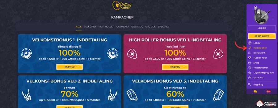 Rolling Slots Сasino Bonusser